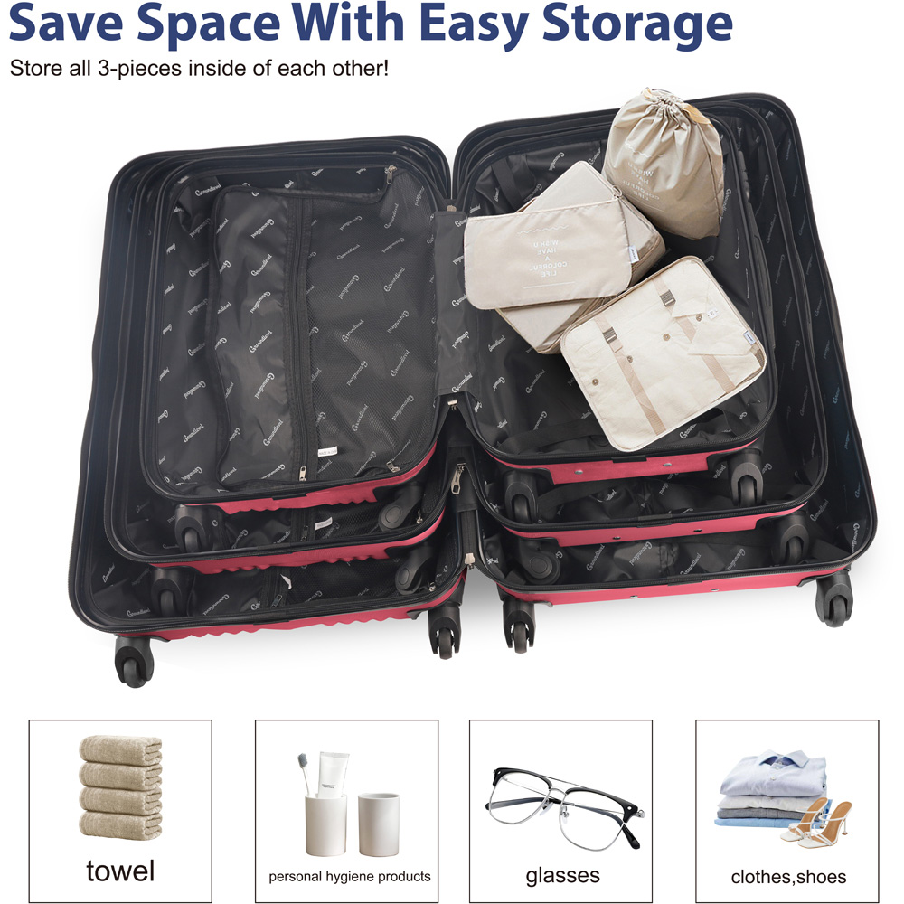 Groundlevel Delta Hard Shell Set of 3 Pink XL Luggage Suitcase Image 5
