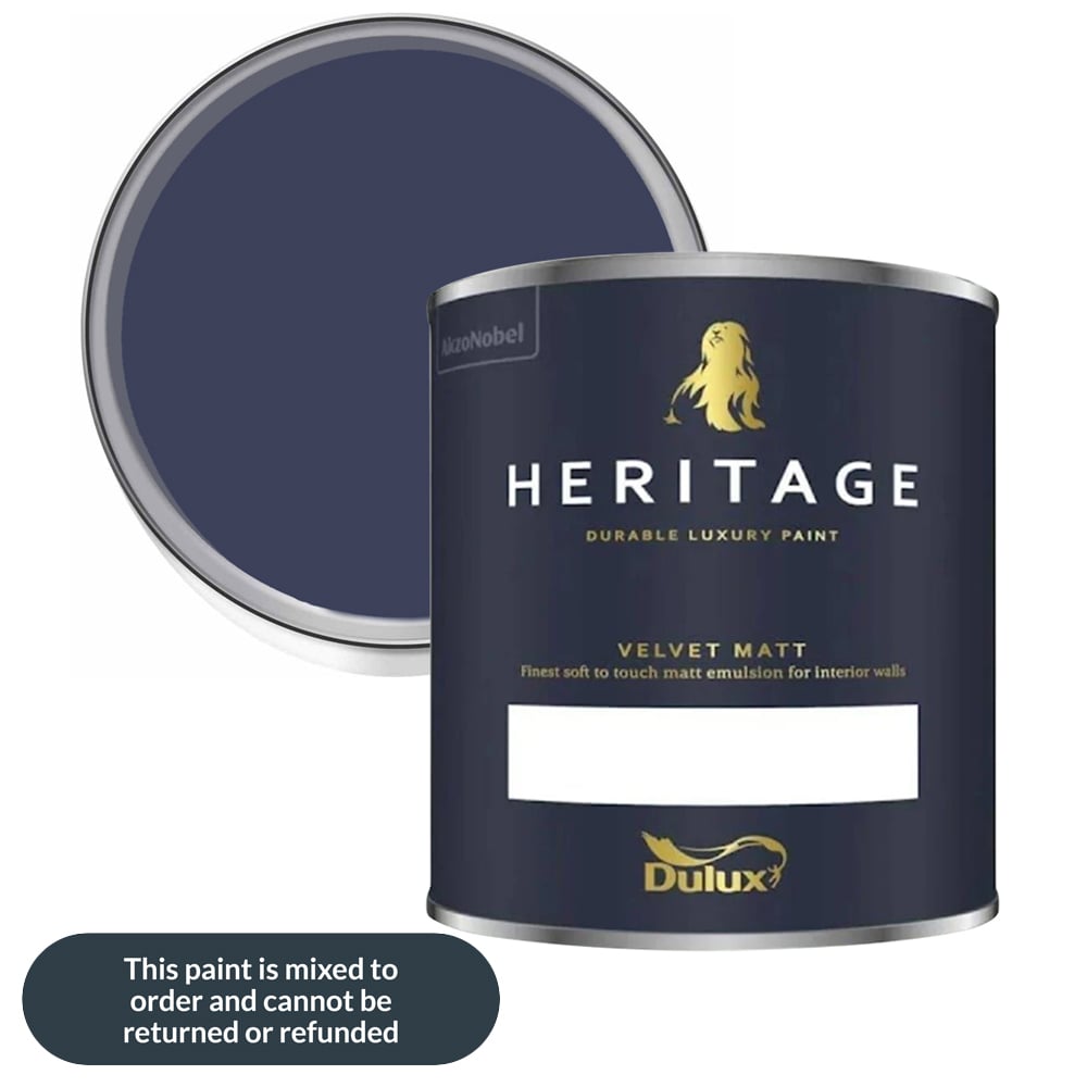 Dulux Heritage Walls and Ceilings DH Oxford Blue Velvet Matt Emulsion Paint 1L Image 1