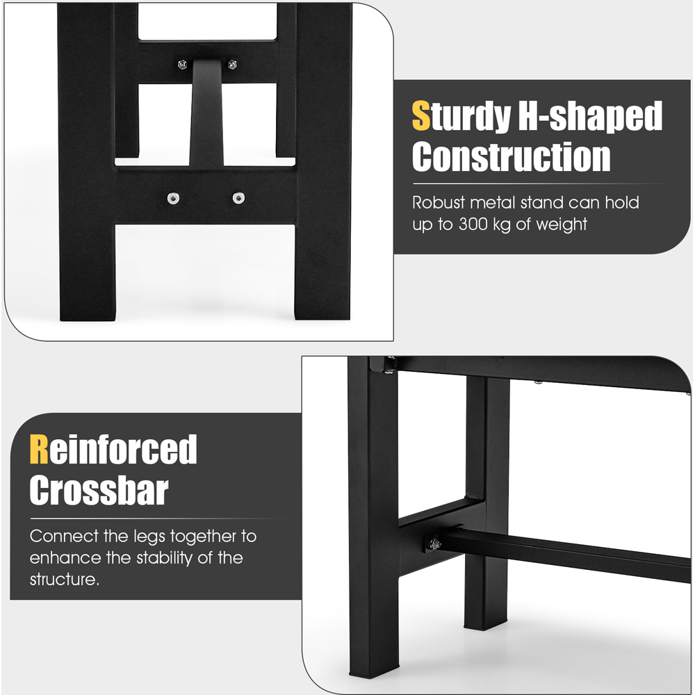 Costway 2 Seater Black Outdoor Bench with Slatted Seat Image 8