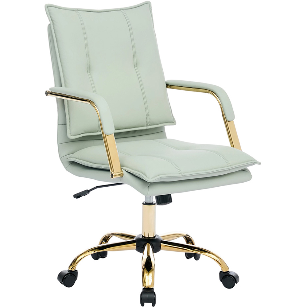 Living and Home Light Green PU Leather Height Adjustable Vintage Swivel Office Chair Image 2