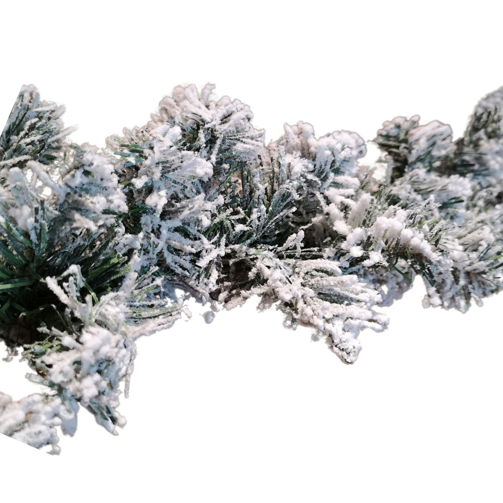 Samuel Alexander Luxury Green Snow Flocked Christmas Garland 270cm Image 1