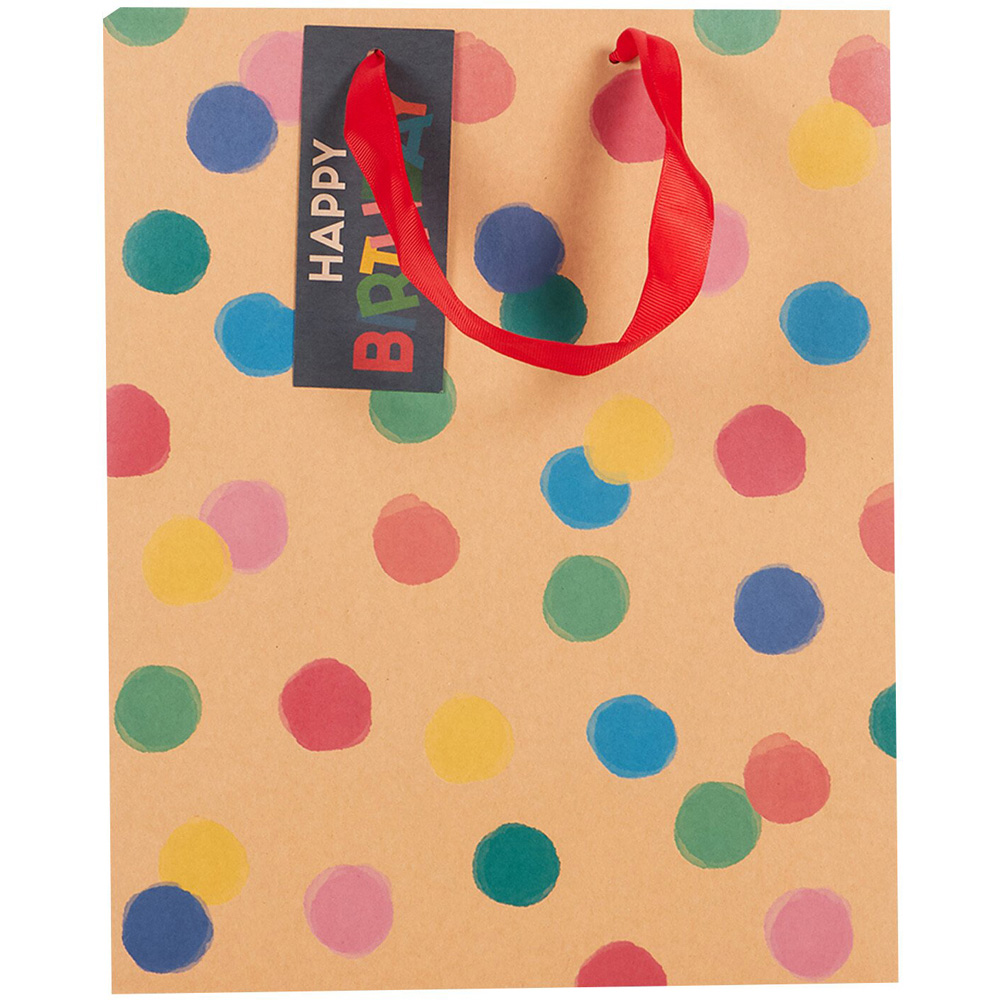 Pack of 3 Kraft Polka Multi Sized Gift Bags - Multicolour Image 6