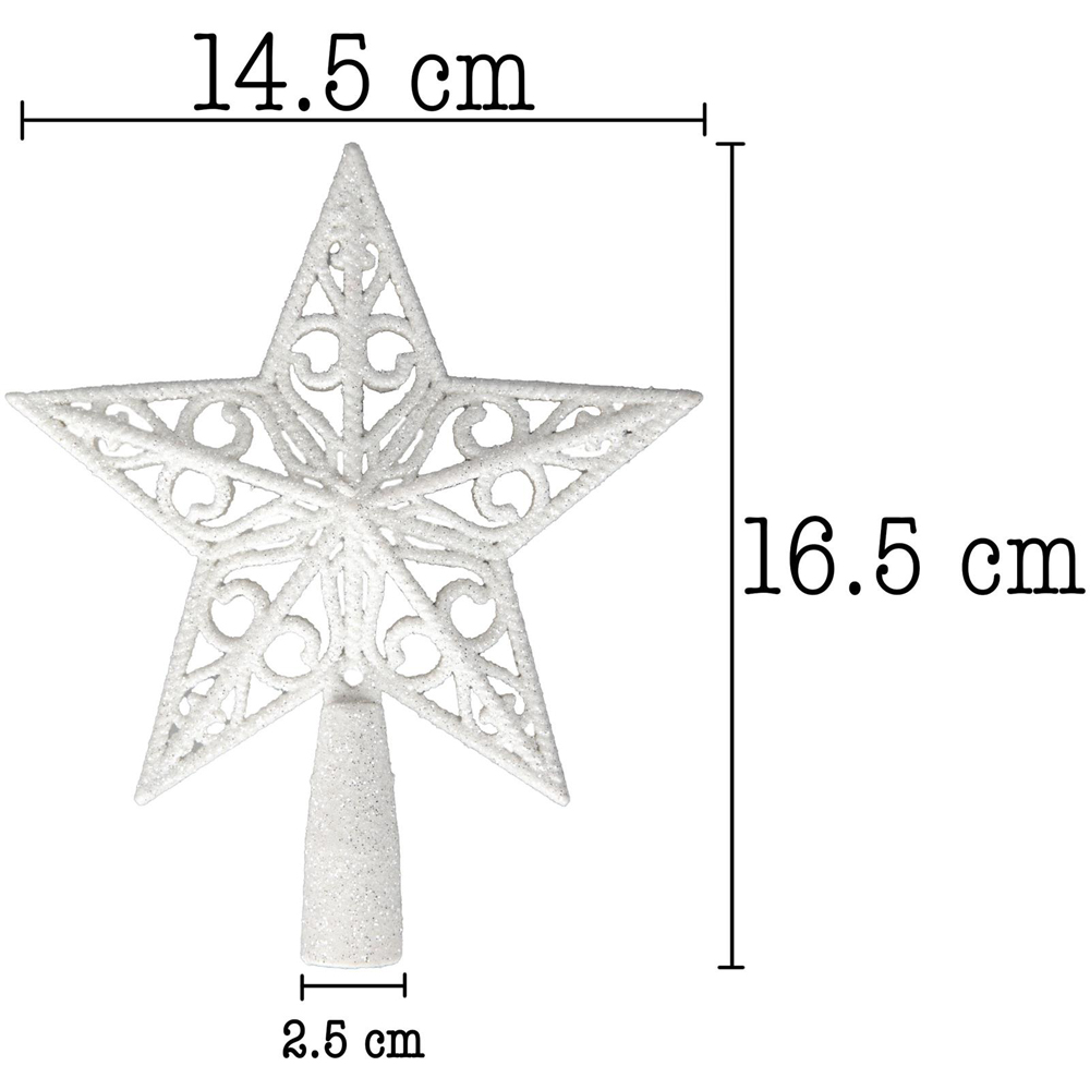 Shatchi White Glitter Star Tree Topper Image 5