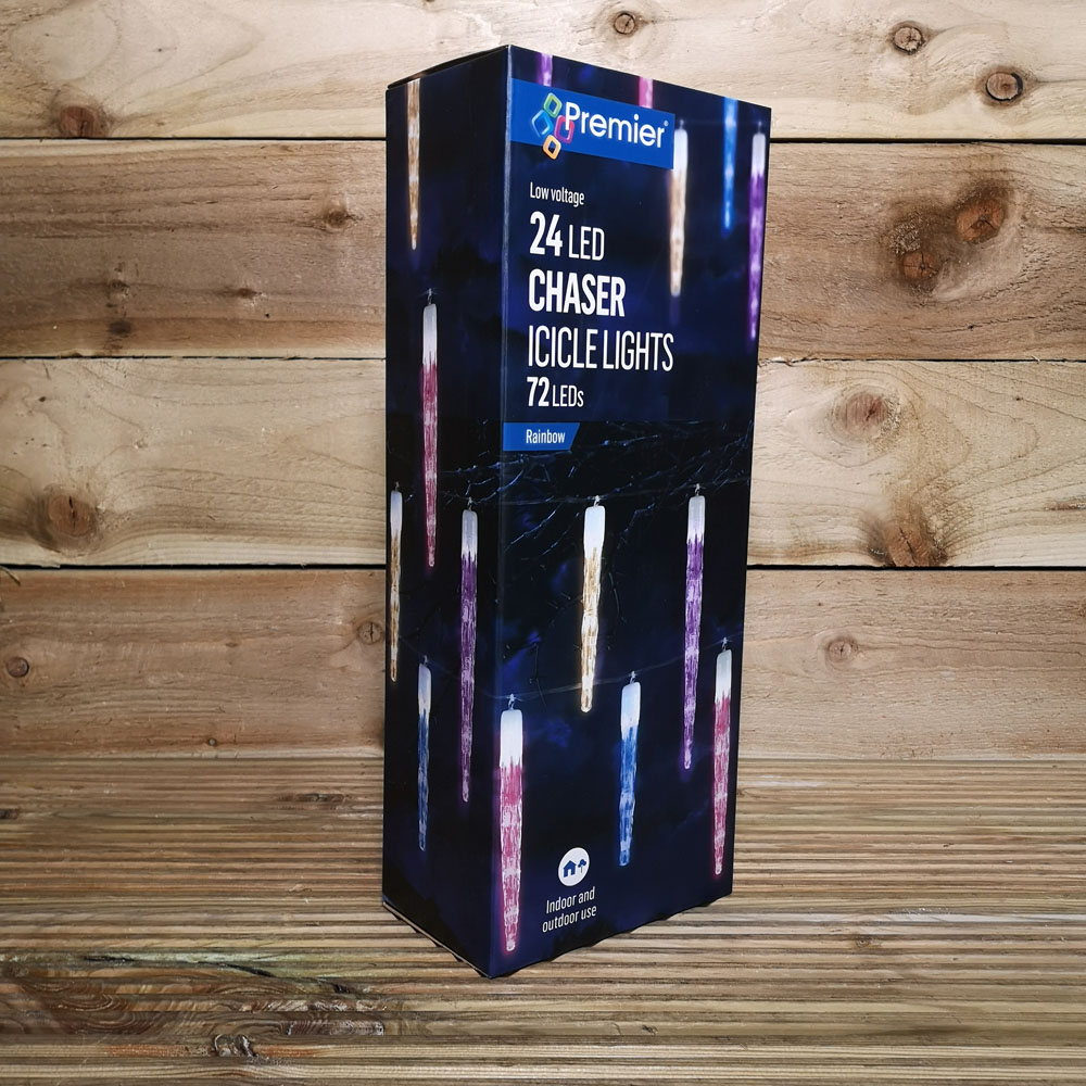 Premier 72 Rainbow LED Clear Cable Icicle String Light 6.9m Image 6