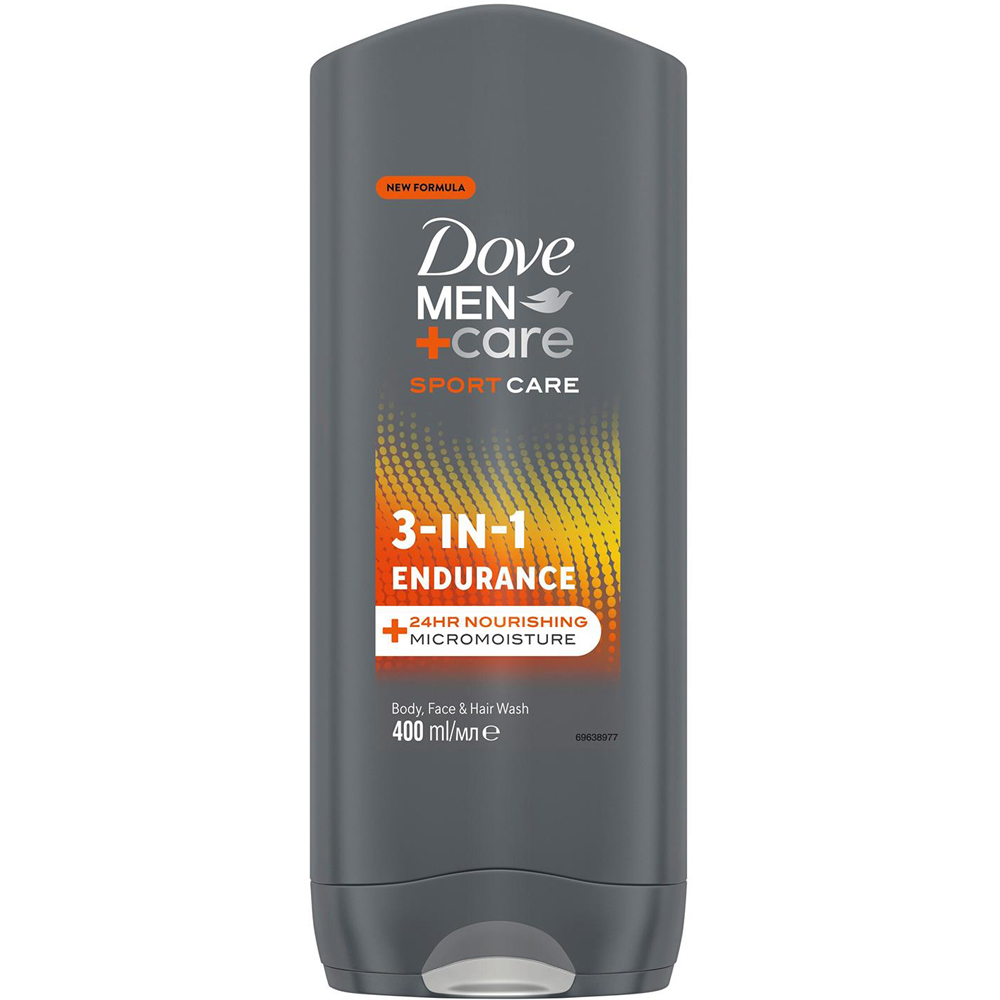 Dove Men + Care Hair 3 in 1 Endurance Micro Moisture Face and Body Wash 400ml 3 Pack Image 2