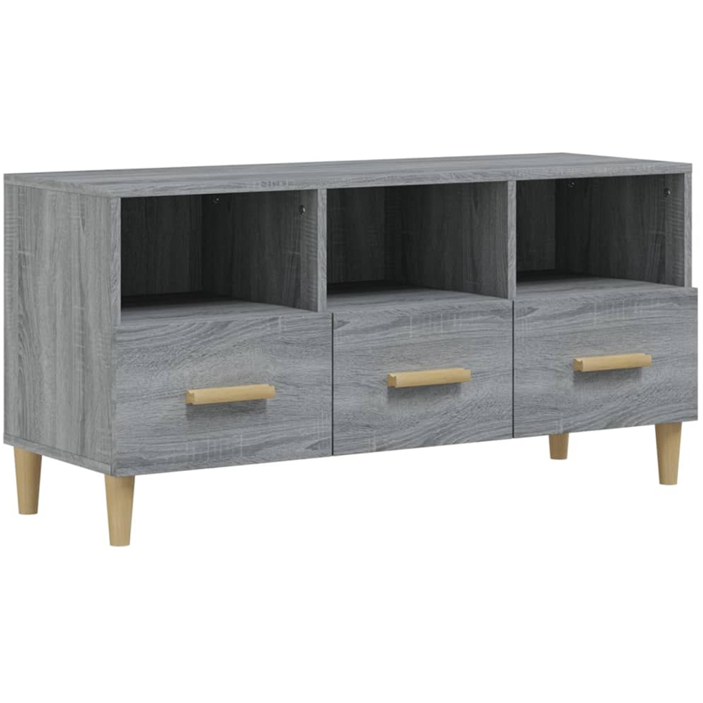 vidaXL 3 Drawer 3 Shelf Grey Sonoma TV Cabinet Image 2