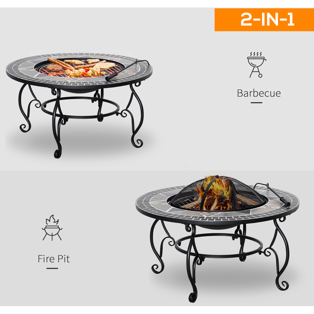 Outsunny 2 in 1 Fire Pit with Spark Screen Cover Image 4