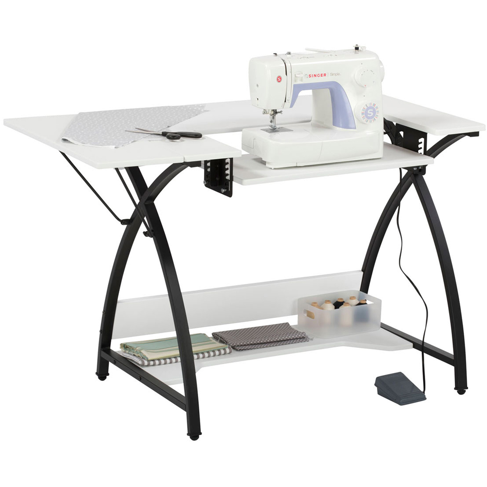 Sewing Online 13332 Single Shelf White and Black Comet Sewing Table Image 2