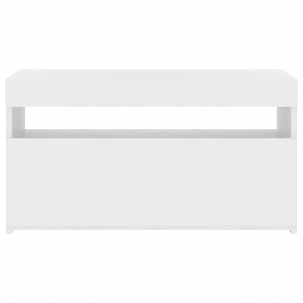 vidaXL Single Door Single Shelf White TV Cabinet with LED Lights Image 8