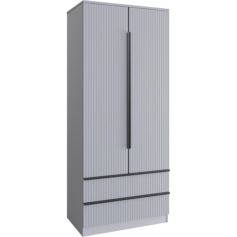 FWStyle Lania 2 Door 2 Drawer Dark Grey Scalloped Ripple Effect Combination Wardrobe Image 2
