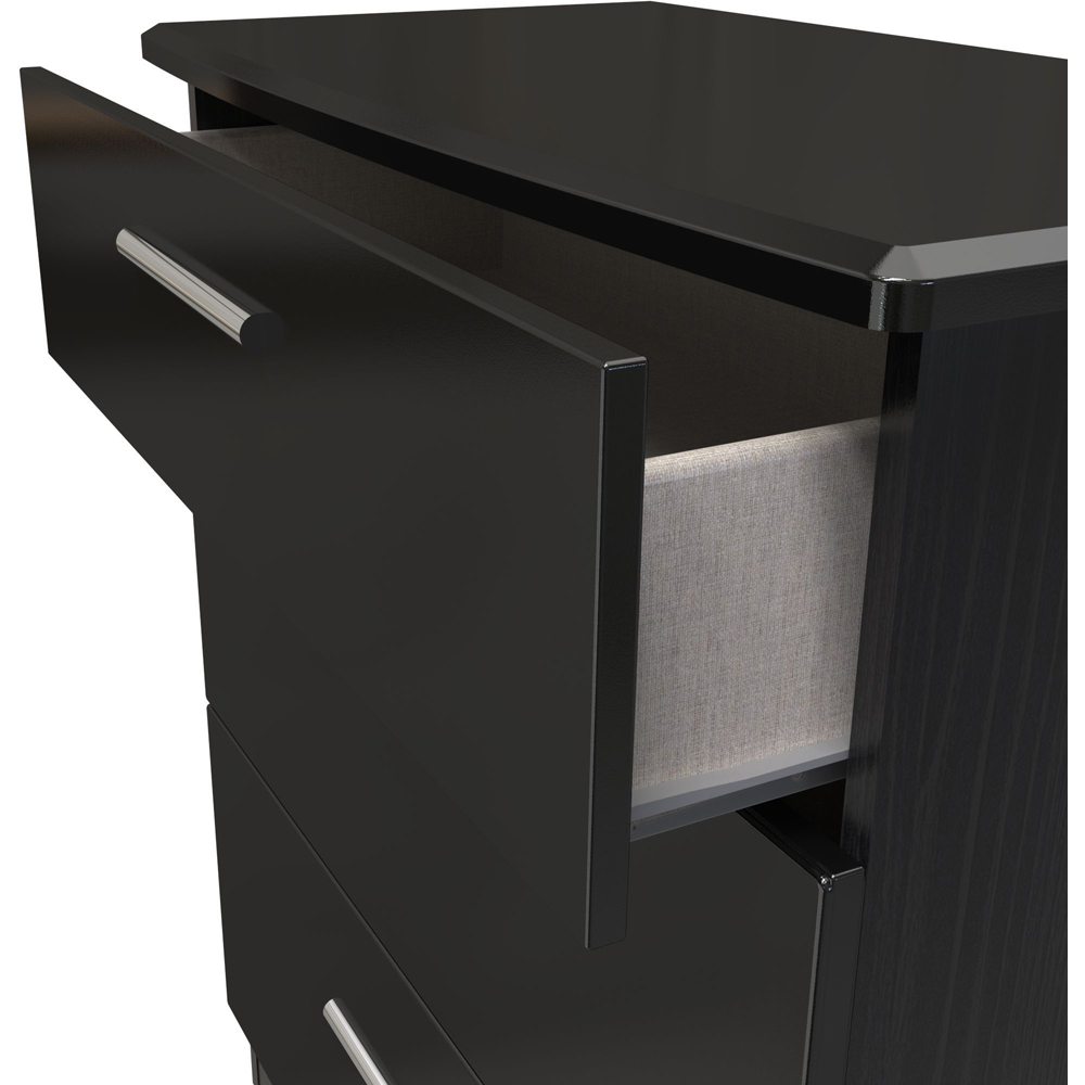 Crowndale Knightsbridge 3 Drawer Black Gloss and Black Deep Chest of Drawers Ready Assembled Image 5