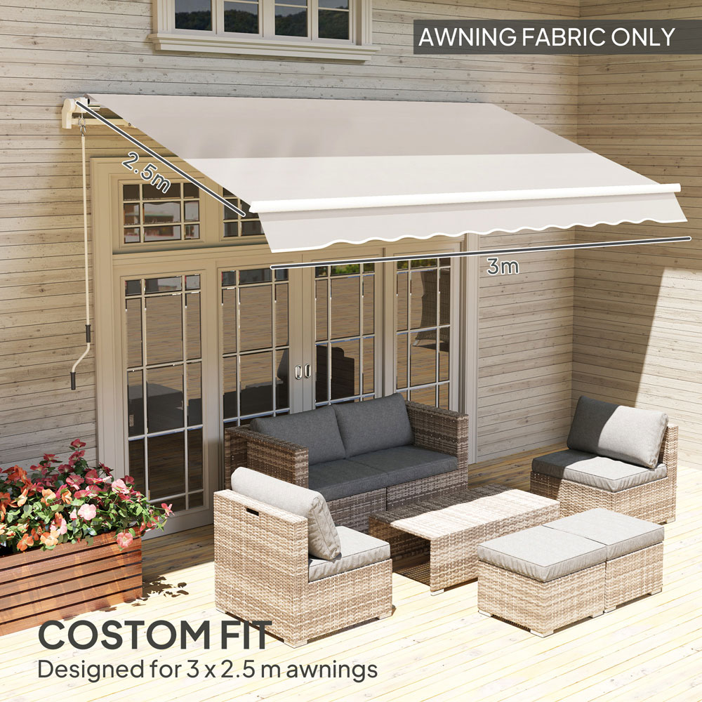 Outsunny Cream White Awning Replacement Canopy 3 x 2.5 m Image 8