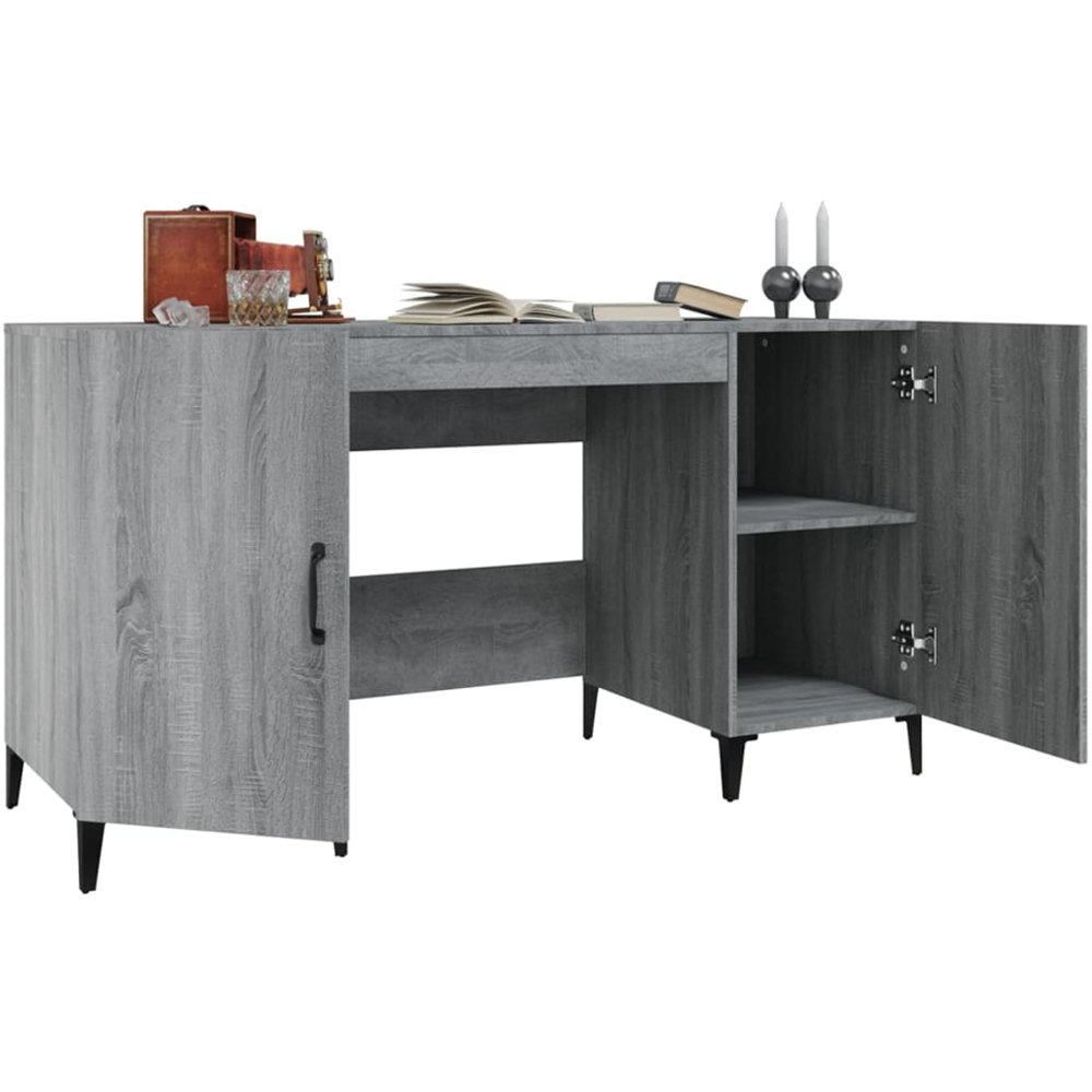 vidaXL Modern Large Desk Smoked Oak Image 3