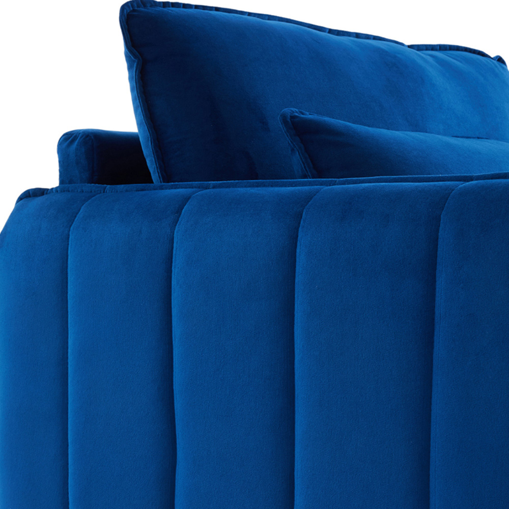 Living and Home Blue Fleece Fabric Armchair with Cushions Image 4
