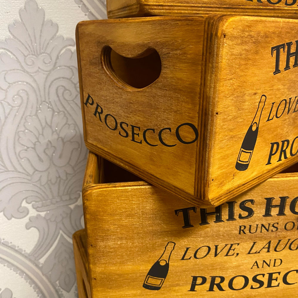 Acacia Home The House Runs on Love Laughter and Prosecco Waxed Box Set of 5 Image 2