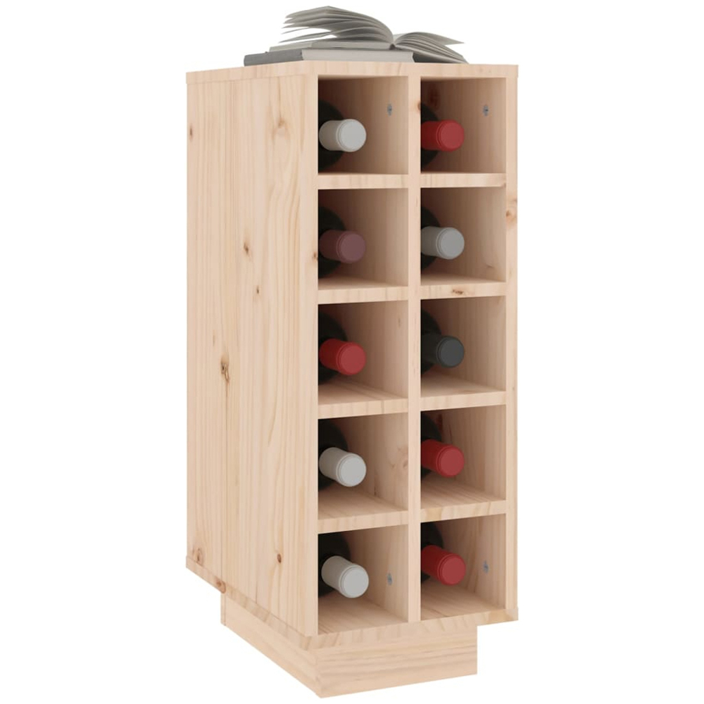 vidaXL 10 Bottle Natural Brown Freestanding Wine Cabinet Image 3