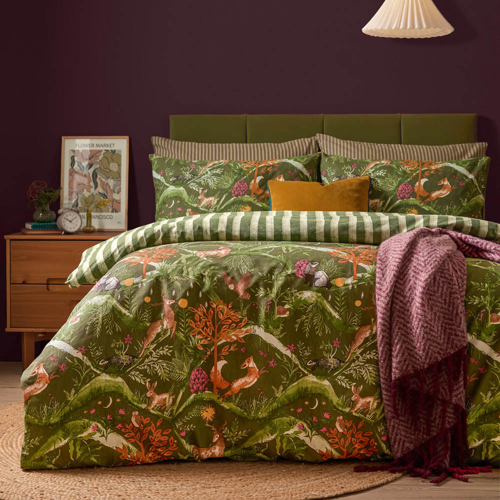Furn Nya Super King Size Forest Woodland Reversible Duvet Cover Set Image 1
