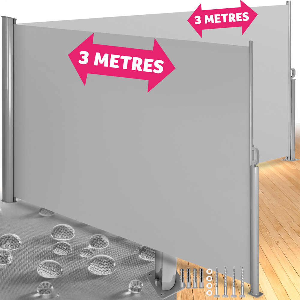 tectake Grey Double Sided Retractable Side Awning 1.8 x 6m Image 2