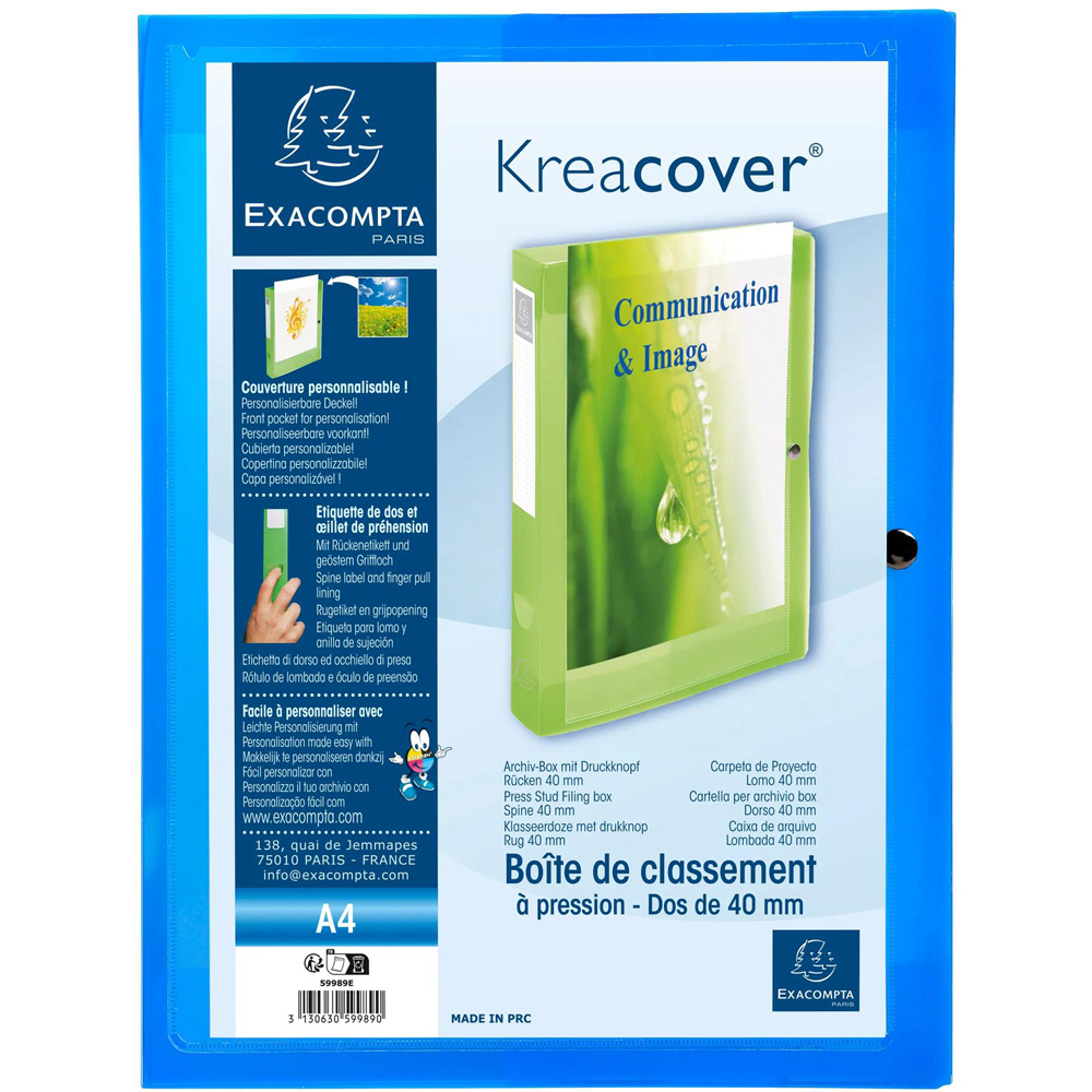 Exacompta A4 Assorted Colour Filing Box with Press Stud Closure 5 Pack Image 7