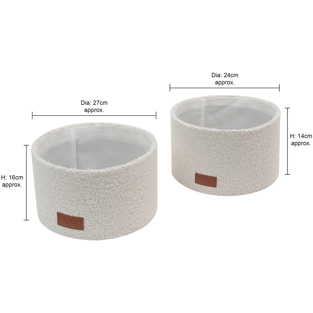 JVL Shiro White Boucle Fabric Round Storage Basket 2 Pack Image 9