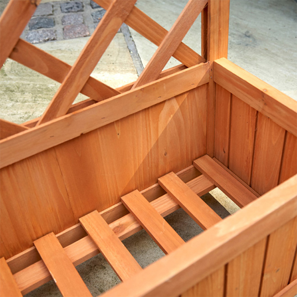Kingfisher Rectangular Wooden Planter with Trellis Image 4