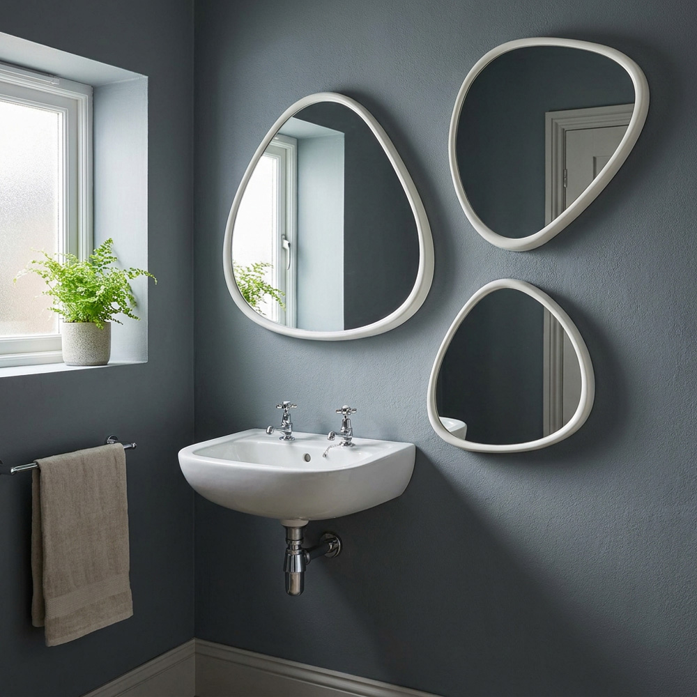 Set of 3 Stone Organic Shape Mirrors Image 2