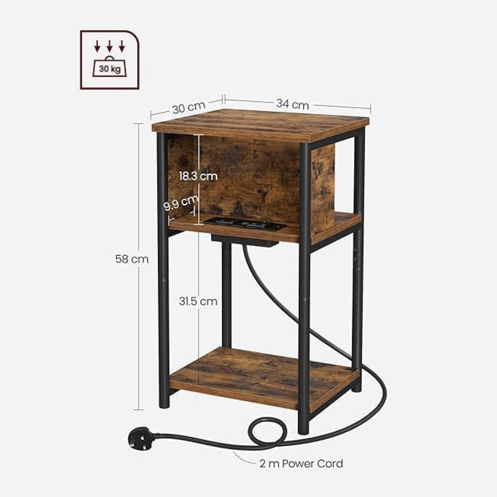 Alivio Slim Bedside Table with Charging Station Image 9