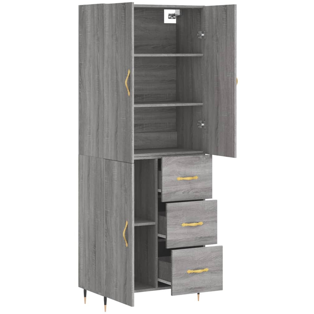 vidaXL 3 Door 3 Drawer Grey Sonoma Highboard Image 4