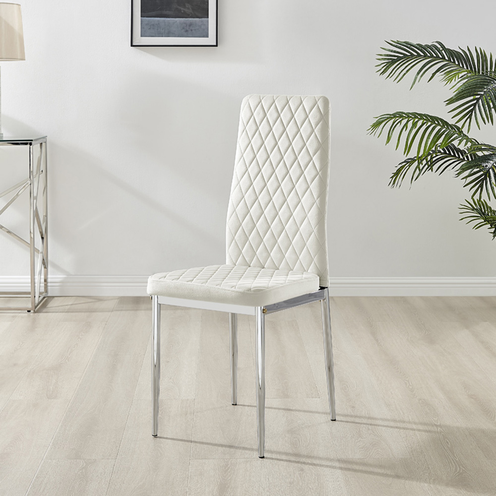 Furniturebox Valera Set of 4 Cream and Silver Velvet Dining Chair Image 5