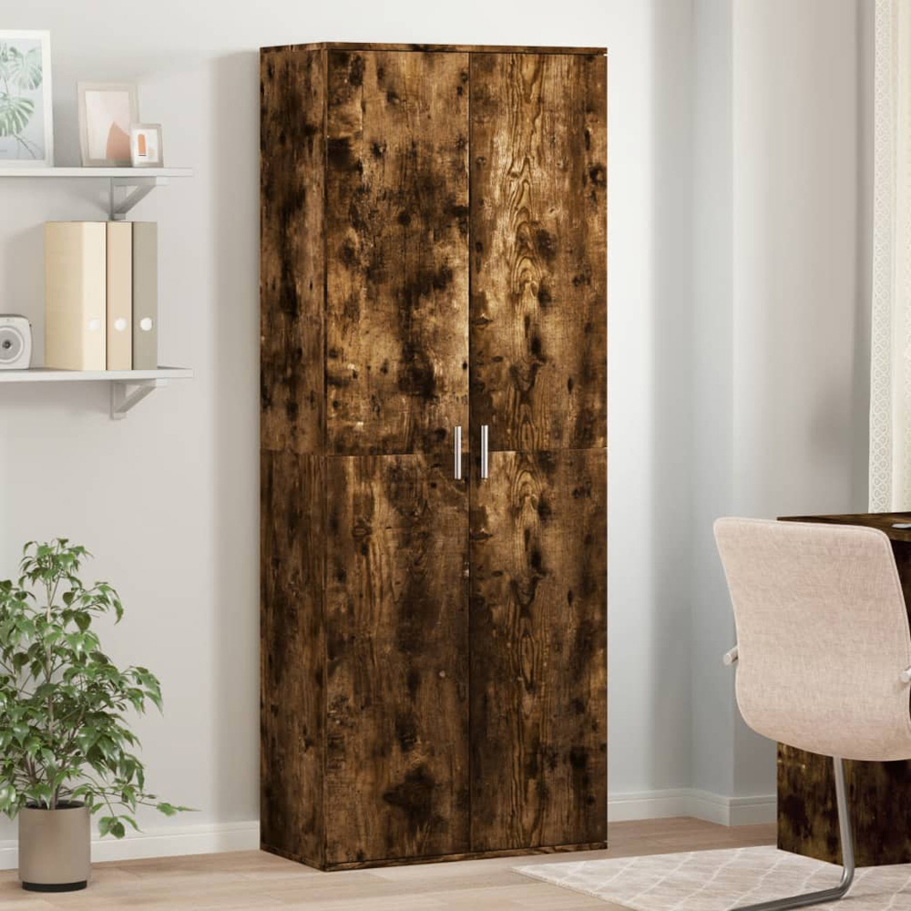vidaXL 2 Door Smoked Oak High Cabinet Image 1