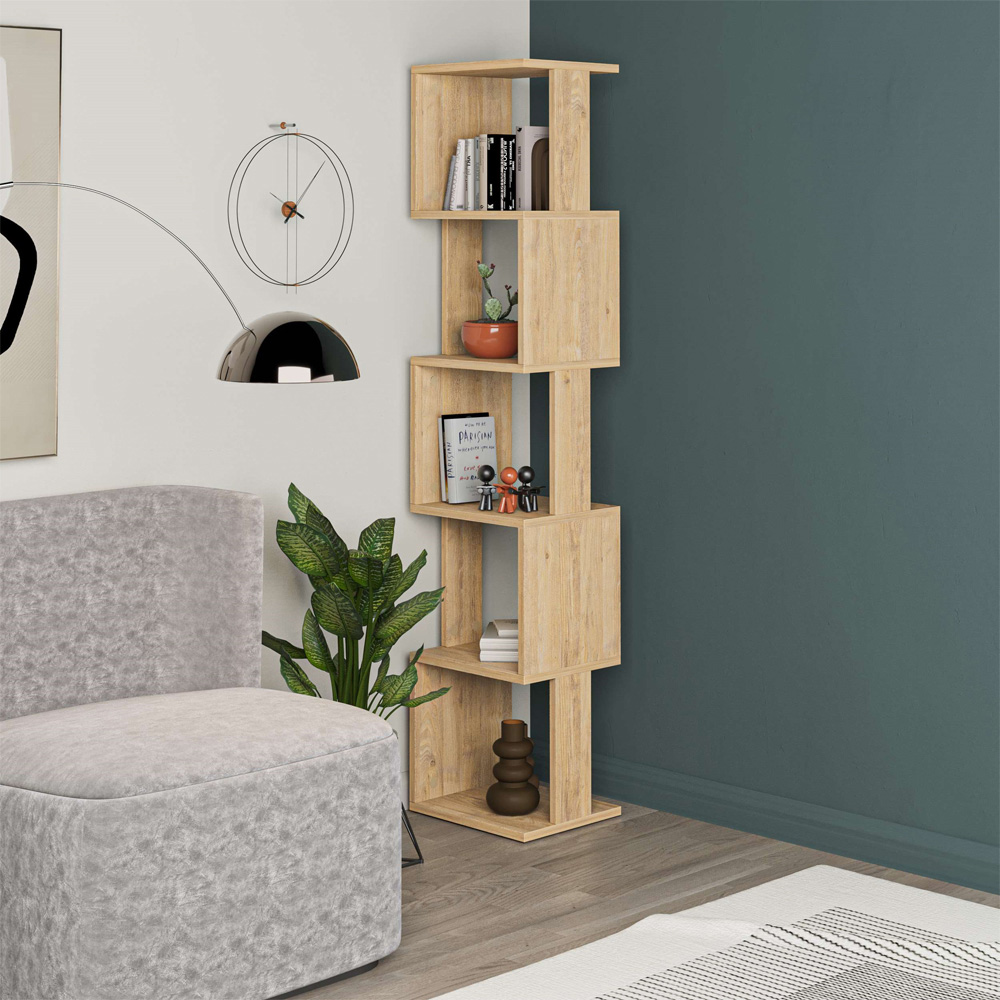 Decortie Piri Oak 5 Tier Tall Display Unit Image 5