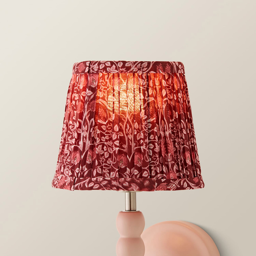 ValueLights Abel Burgundy Floral Pleated Tapered Mini Wall Light Lamp Shade Image 3