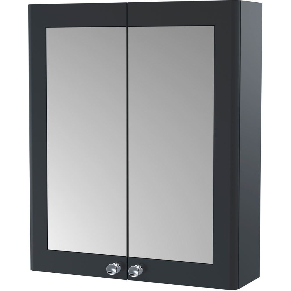 nuie Classique 2 Door Soft Black Wall Hung Mirror Cabinet Image 2