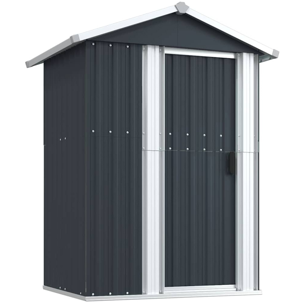 vidaXL 4.1 x 3.2ft Anthracite Galvanised Steel Apex Garden Shed Image 1