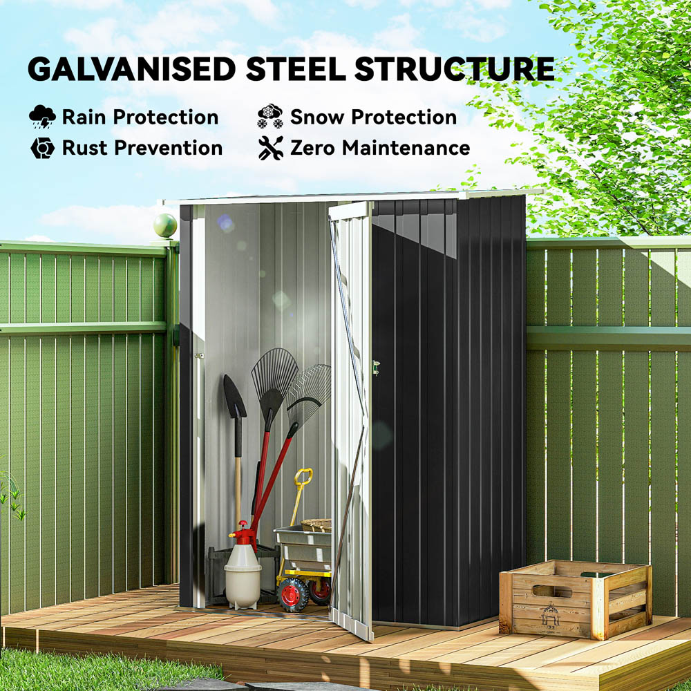 Outsunny 4.6 x 3ft Grey Metal Pent Garden Shed Image 5