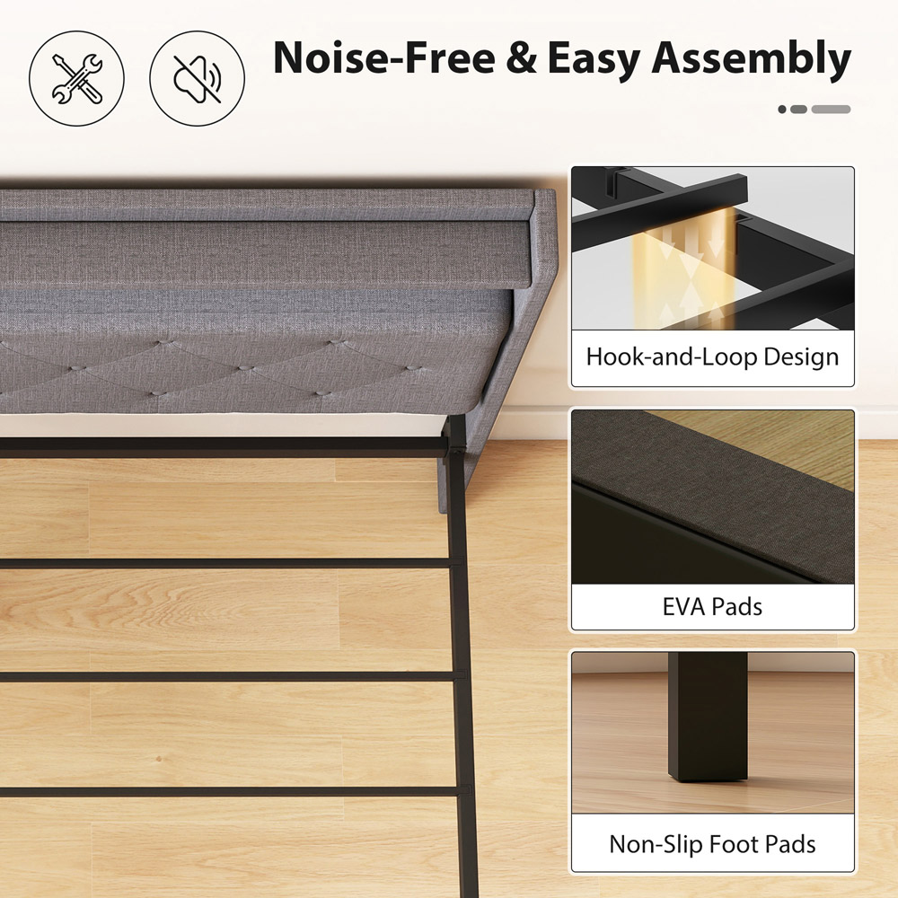 Portland King Size Grey Upholstered Floating Bed Frame with RGB LED Lights Image 8