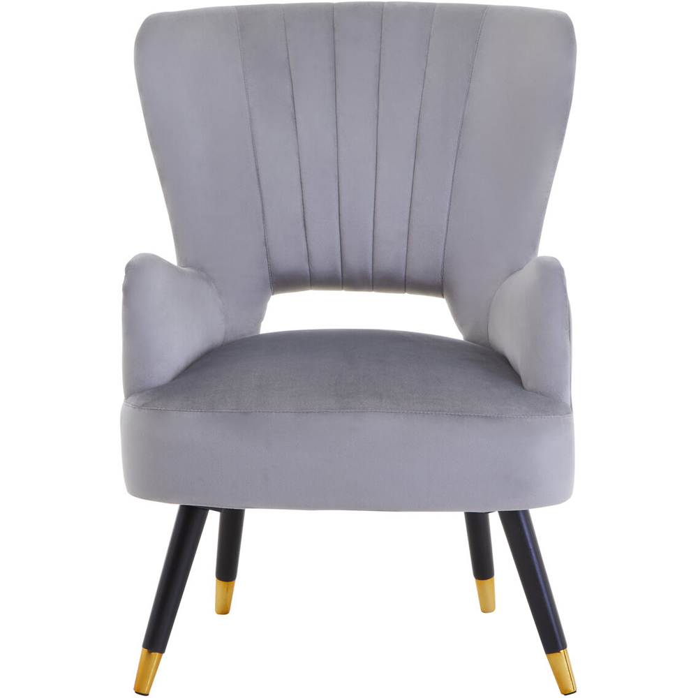 Premier Housewares Loretta Grey Velvet Cut Out Back Chair Image 5