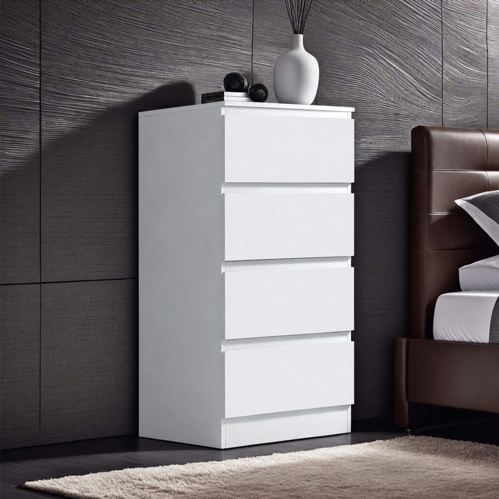 FWStyle Carlton 4 Drawer Matt White Deep Design Chest of Drawers Image 1