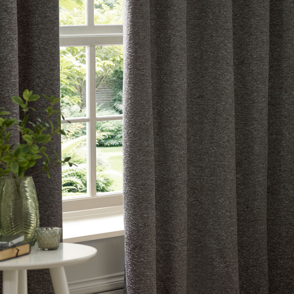 Paoletti Galaxy Charcoal Fully Lined Velvet Eyelet Curtains 229 x 137cm Image 4