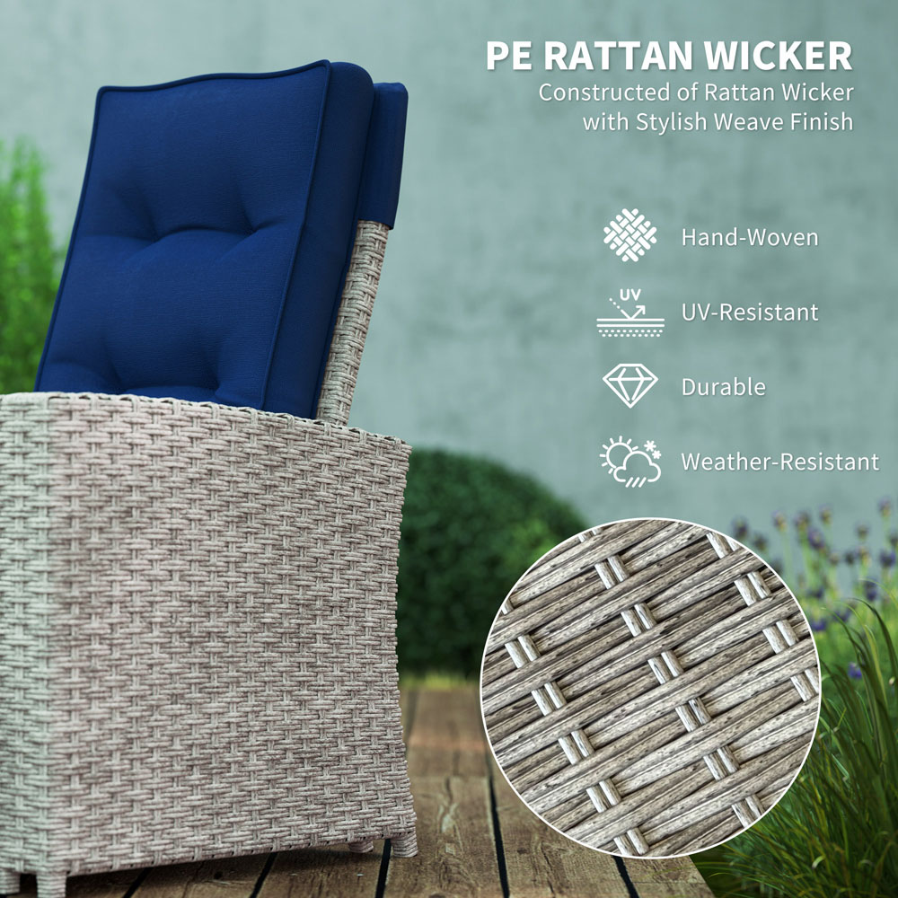 Outsunny 4 Seater Blue Rattan Garden Patio Sofa Set with Glass Table Image 4