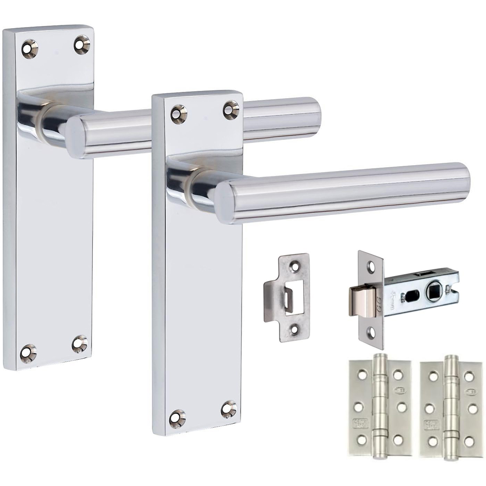 Golden Grace Victorian Straight T-Bar Silver Latch Handles Set 6 Pack Image 2