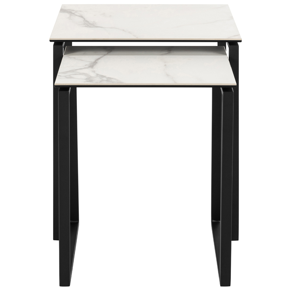 Florence Katrine White Ceramic Square Nest of Coffee Tables Set of 2 Image 4