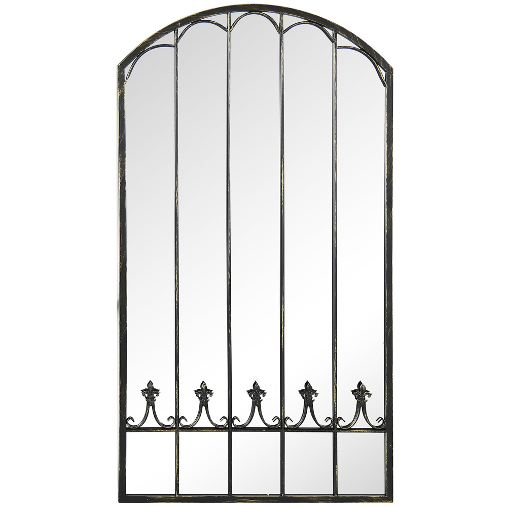 MirrorOutlet Summer View Metal Arched Ornate Window Garden Mirror 140 x 75cm Image 1