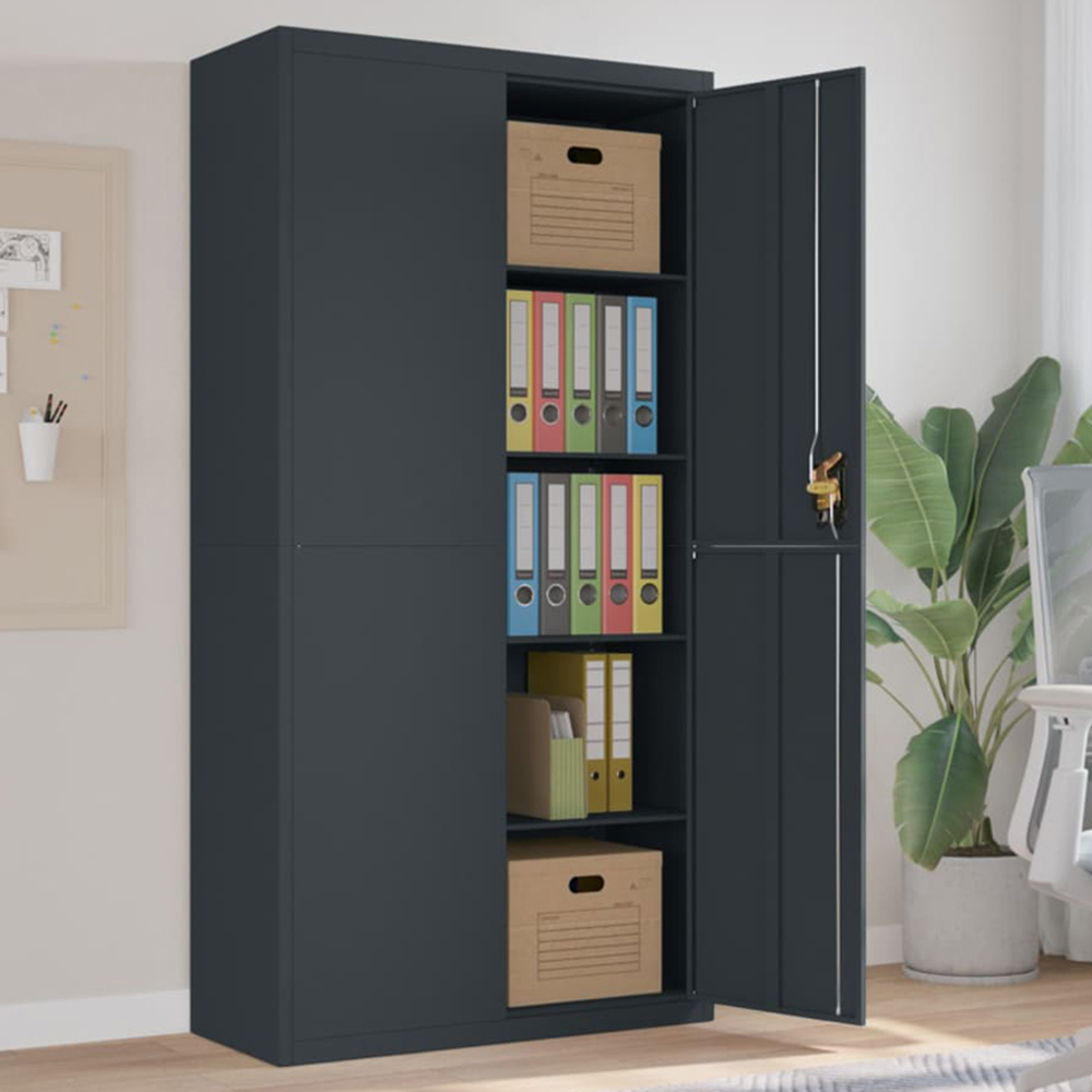 vidaXL 2 Door 5 Shelf Anthracite Steel Lockable File Cabinet Image 1