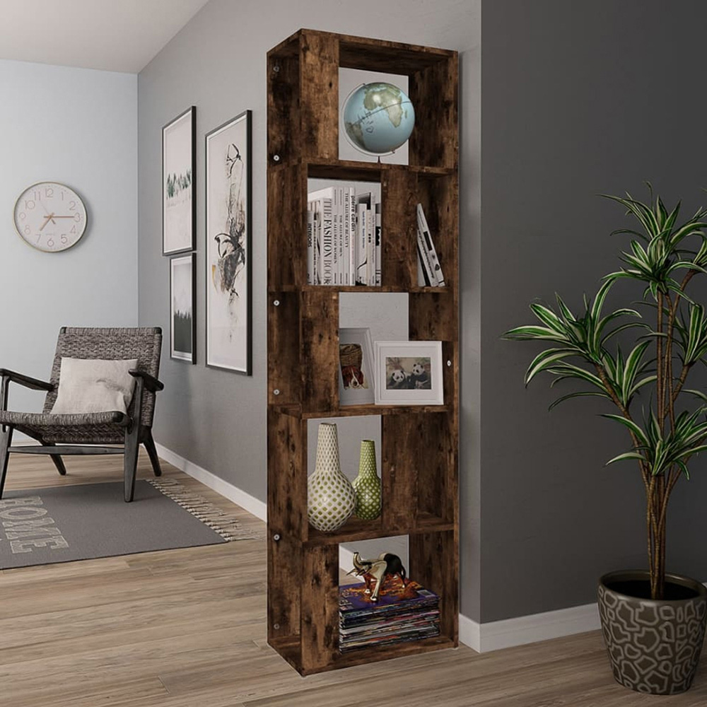 vidaXL 5 Shelf Smoked Oak Bookcase Image 1