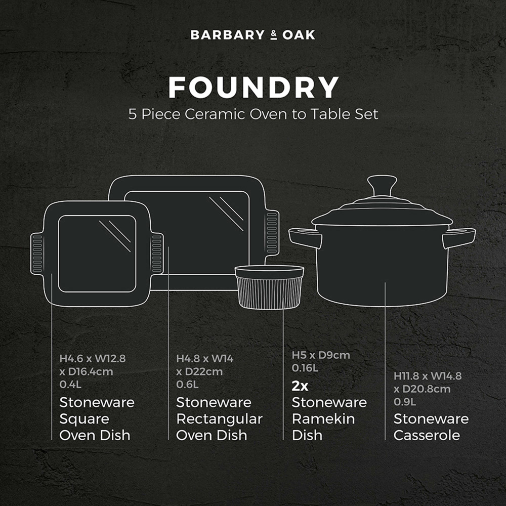 Barbary and Oak Set of 5 Limoges Blue Ceramic Ovenware Gift Set Image 8