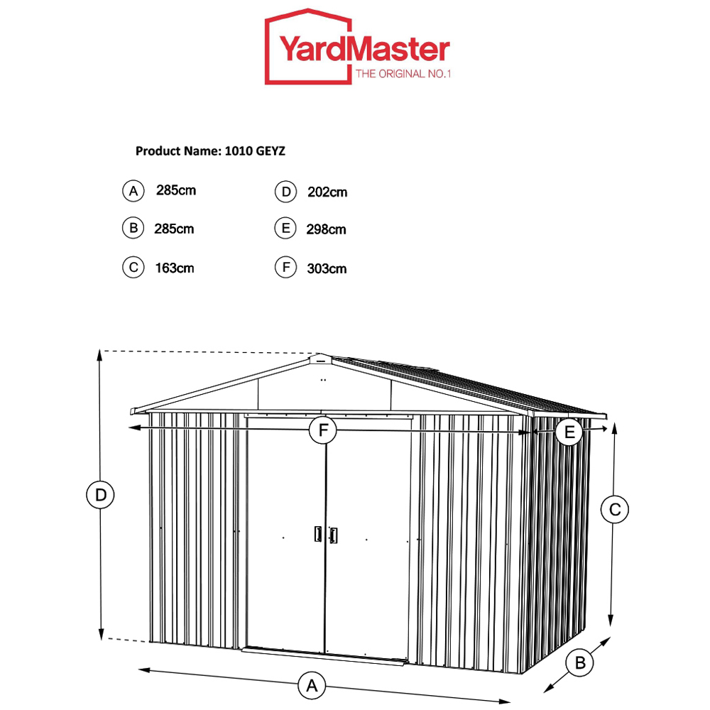 Yardmaster 10 x 10ft Emerald Green Metal Apex Storage Shed with Floor Support Kit Image 8