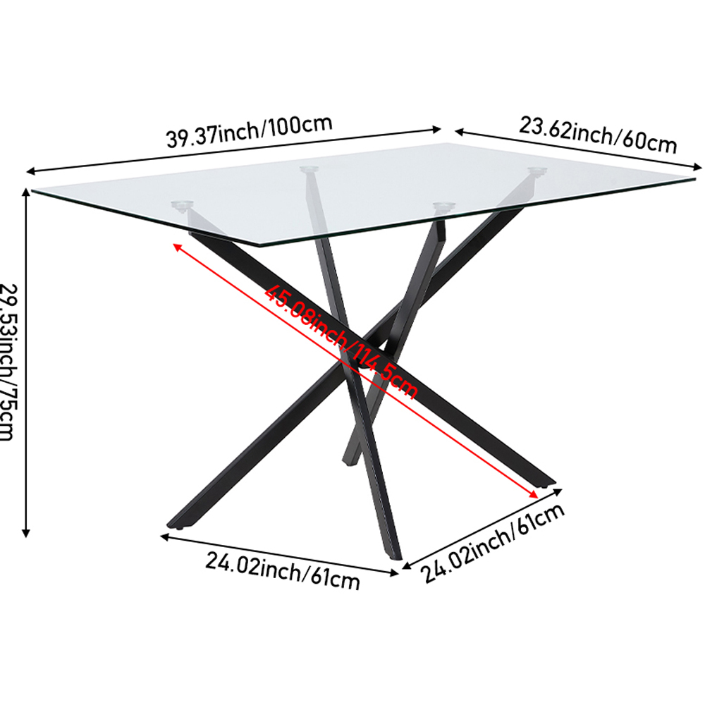 Living and Home 2 Seater Rectangular Glass Dining Table Image 8