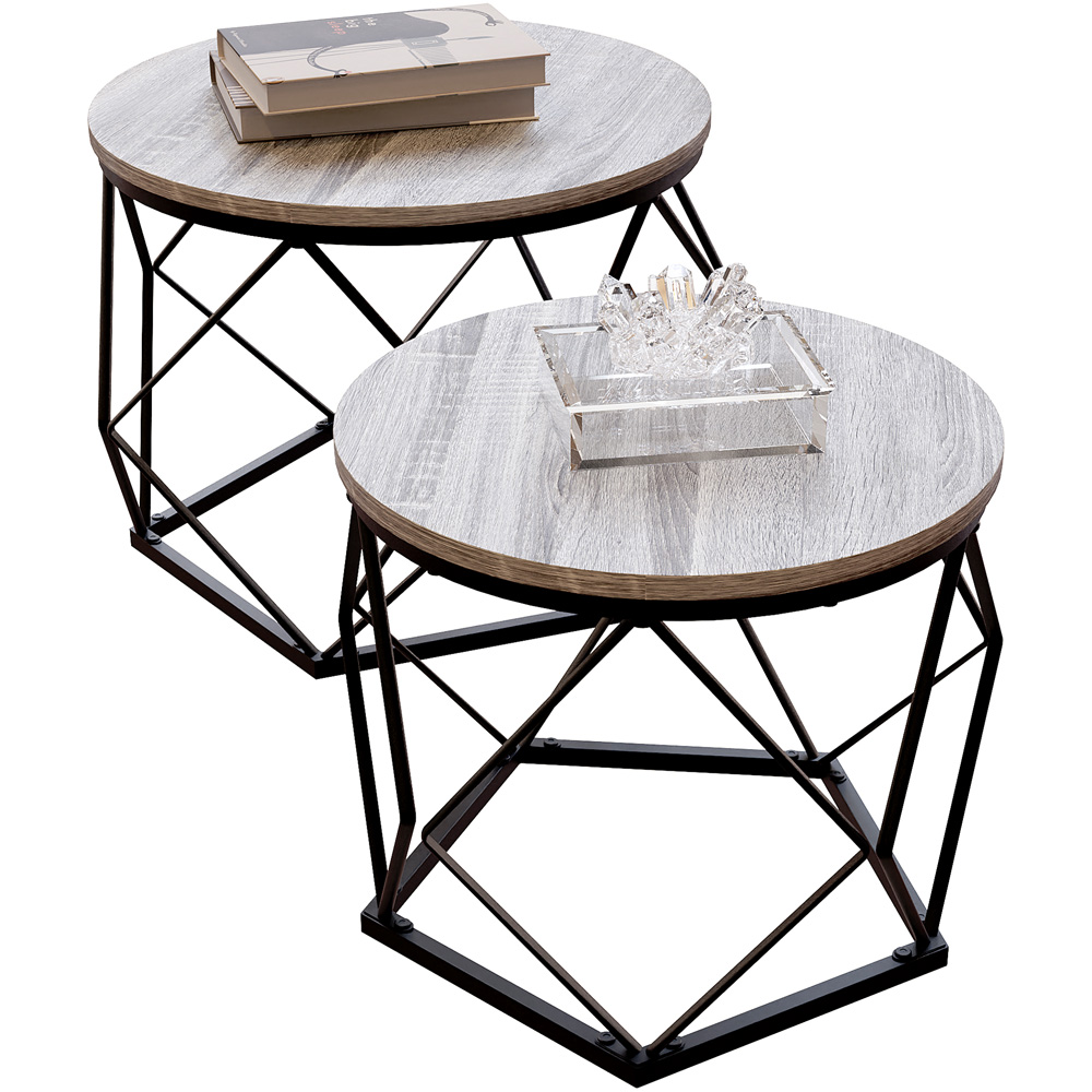 Vida Designs Brooklyn Grey Nest of Geometric Tables Set of 2 Image 7