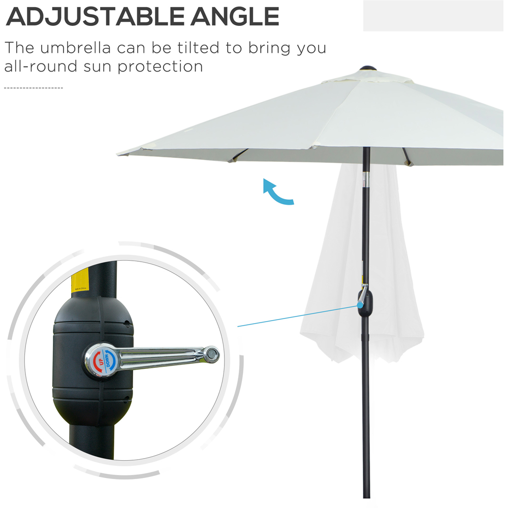 Outsunny Cream White Crank and Tilt Parasol 2.65m Image 4